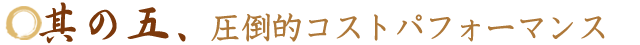其の五、圧倒的コストパフォーマンス